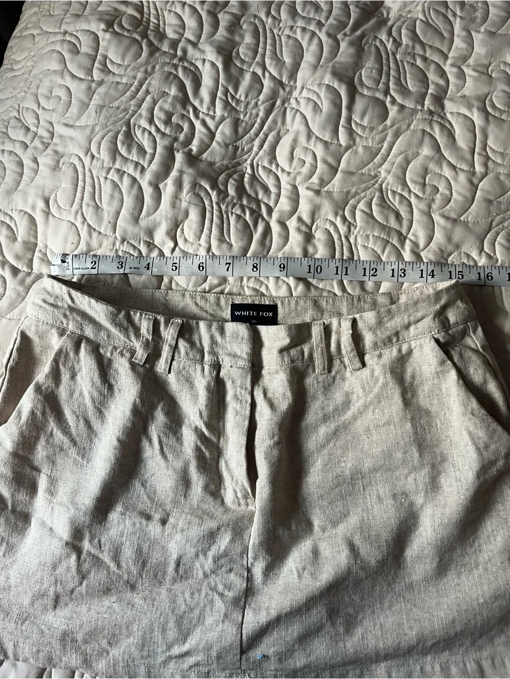 White Fox Beige 100% Linen Micro Skort Size Medium
